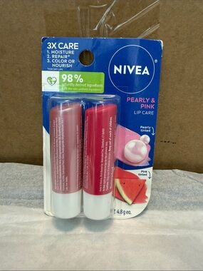 NIVEA Tinted Lip Balm Pearly Pink & Watermelon